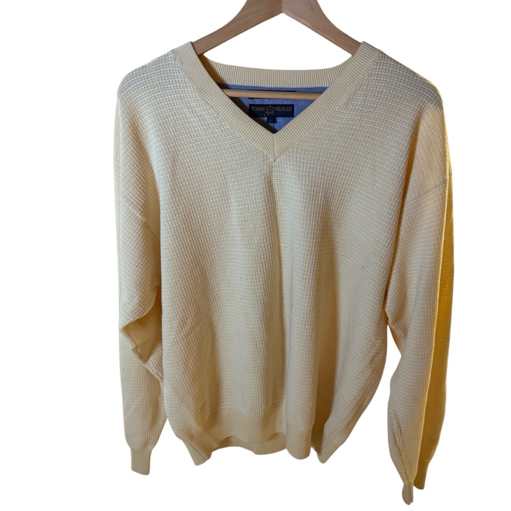 Tommy Hilfiger Golf yellow V-neck men’s large long sleeve ‎ sweater